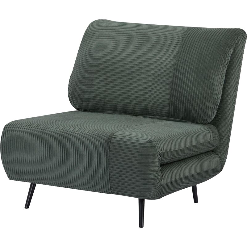 foto del prodotto poltrona letto singolo trasformabile 82x89x83 cm in legno e acciaio tessuto velluto a coste verde