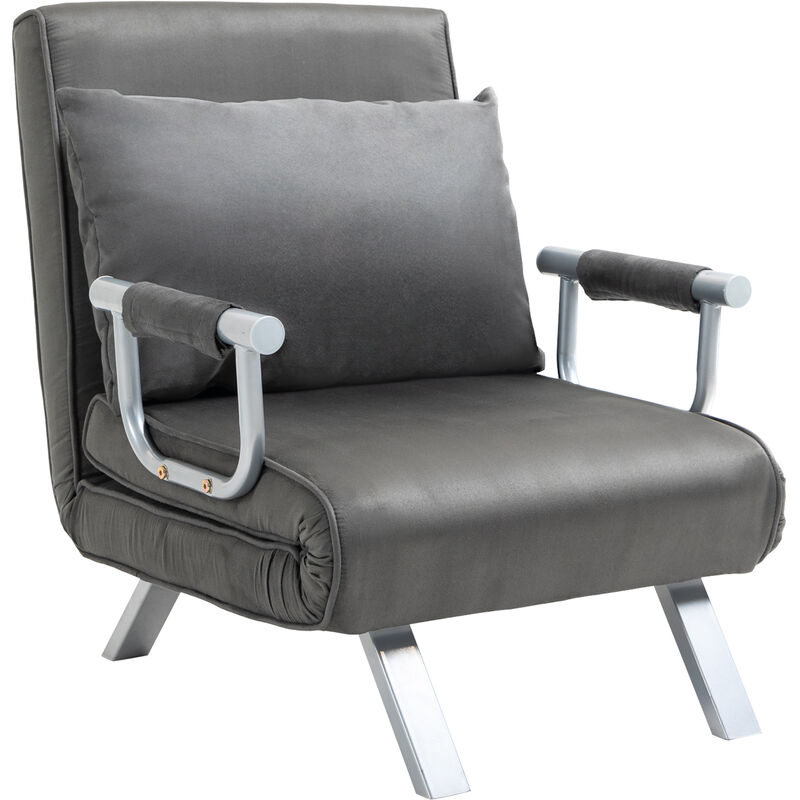 foto del prodotto poltrona letto trasformabile con rivestimento in microfibra grigio scuro