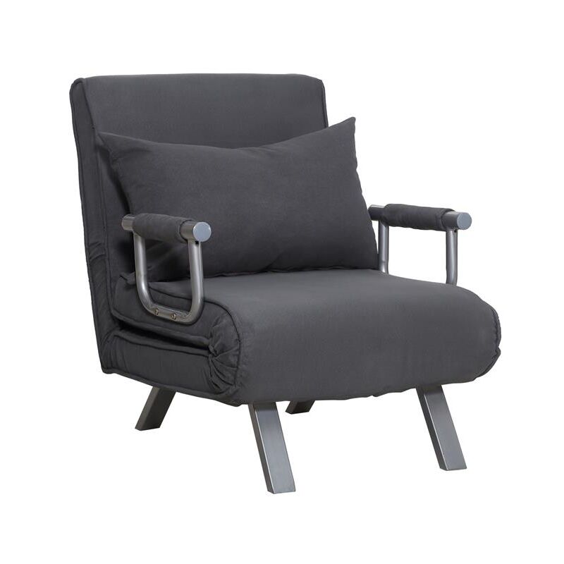 foto del prodotto poltrona letto trasformabile con rivestimento in microfibra grigio scuro