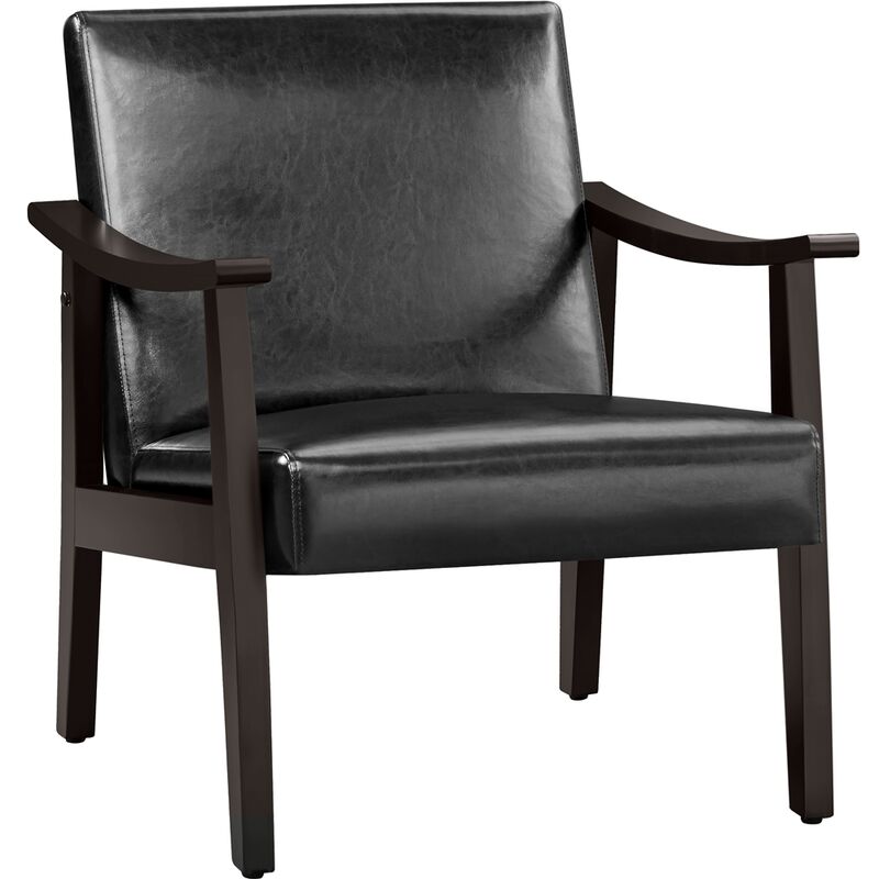 foto del prodotto poltrona lounge in ecopelle imbottita con schienale braccioli ergonomica da salotto nero yaheetech