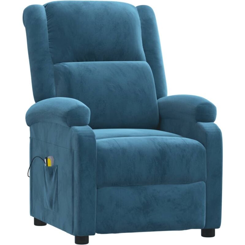 foto del prodotto poltrona massaggiante elettrica blu in velluto vidaxl