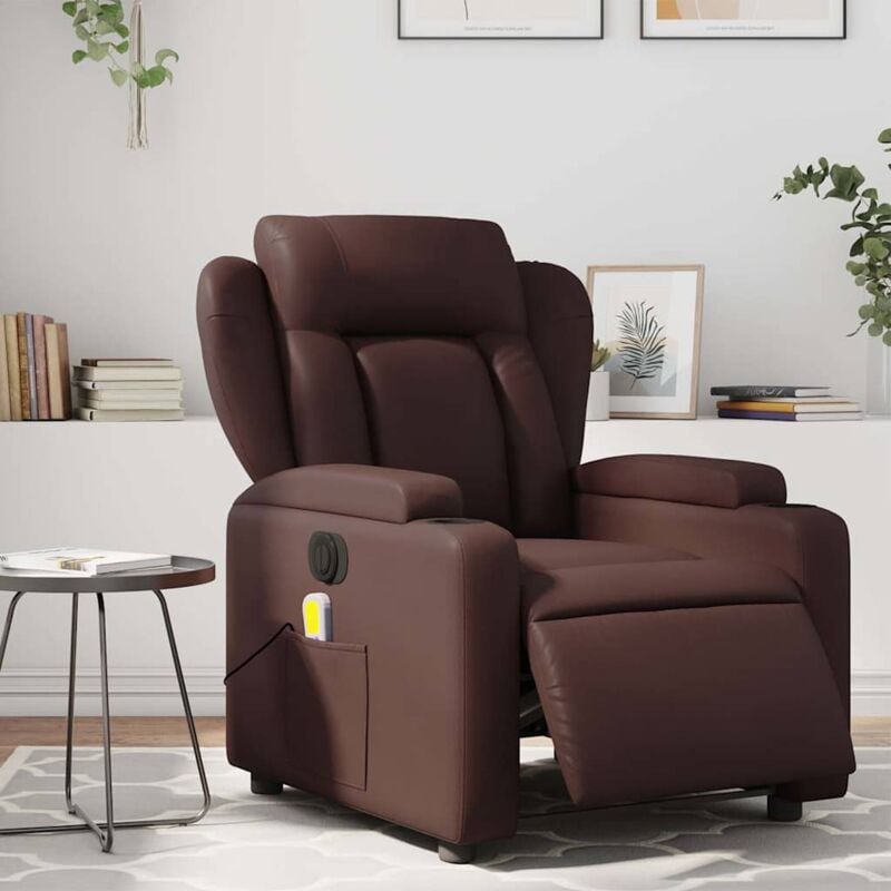 foto del prodotto poltrona massaggiante elettrica marrone in similpellecod mxl 85089