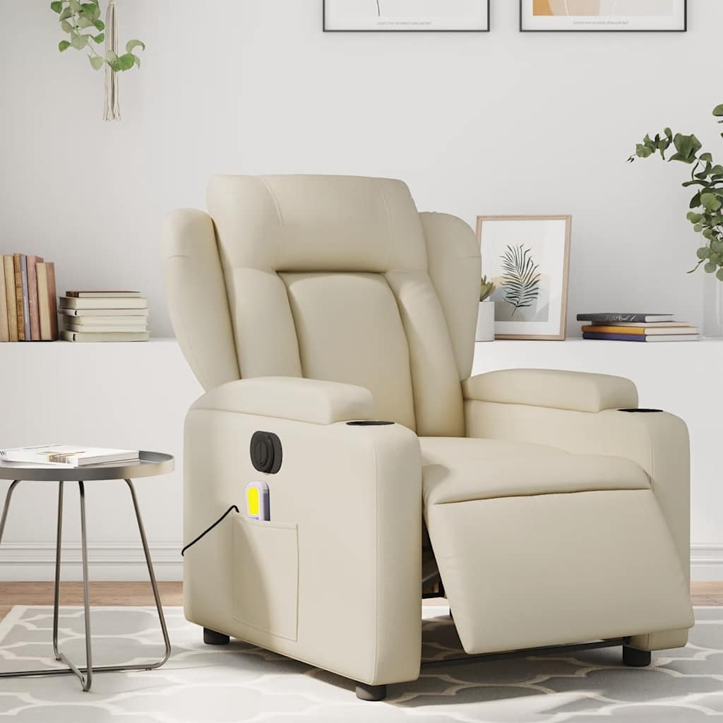 foto del prodotto poltrona massaggiante elettrica reclinabile crema similpellecod mxl 116036