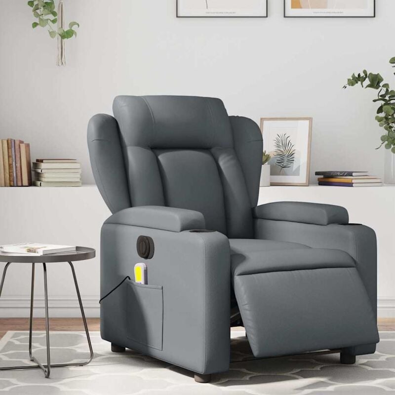 foto del prodotto poltrona massaggiante elettrica reclinabile grigio similpelle vidaxl