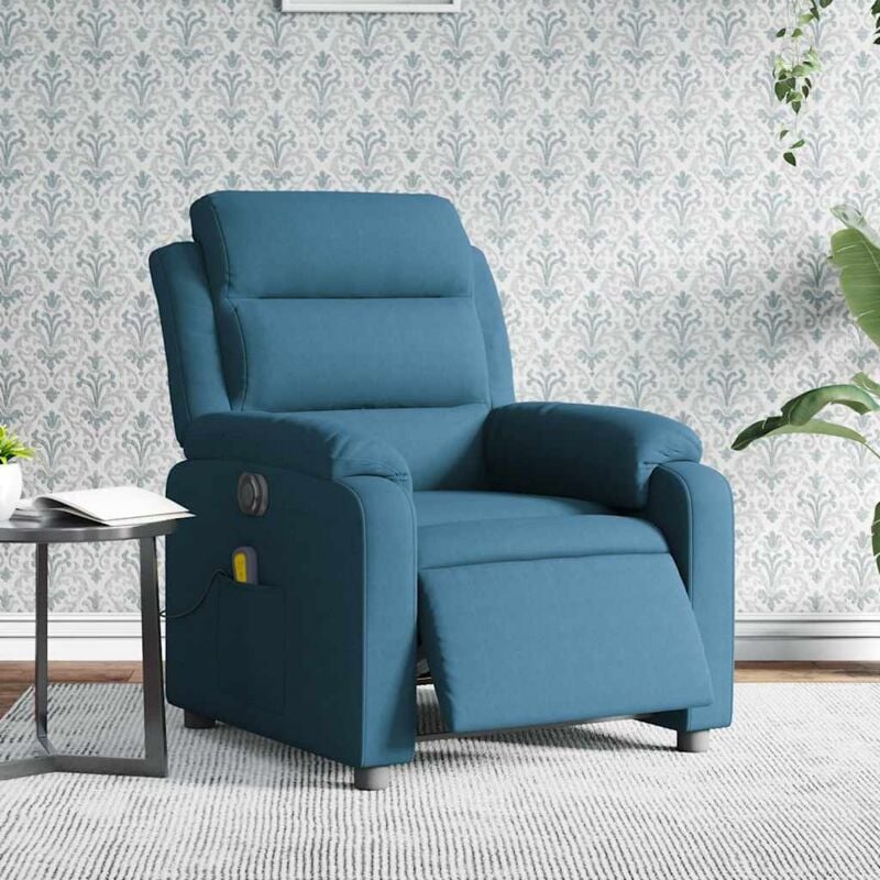 foto del prodotto poltrona massaggiante reclinabile elettrica blu in velluto vidaxl