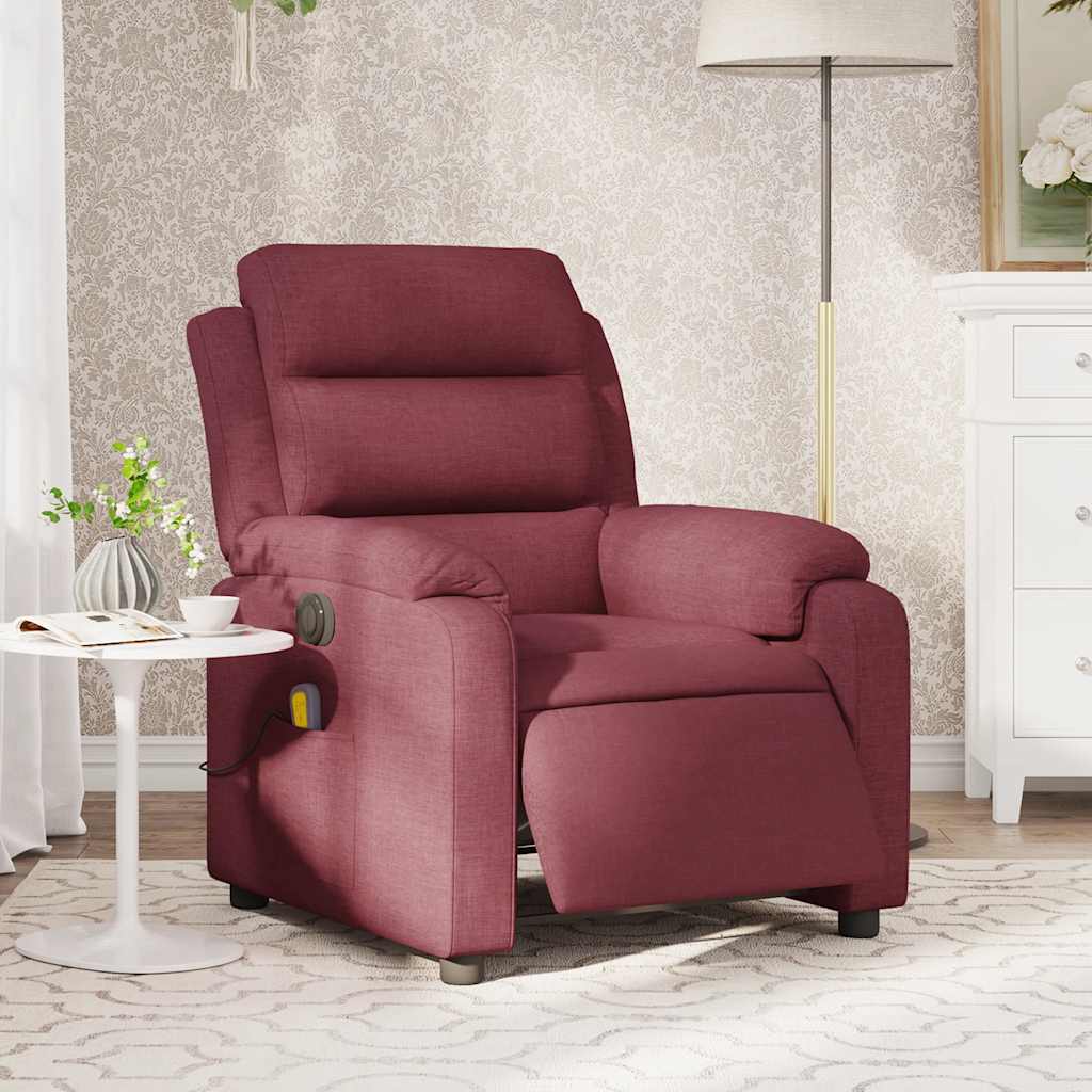 foto del prodotto poltrona massaggiante reclinabile elettrica rosso vino tessutocod mxl 108850