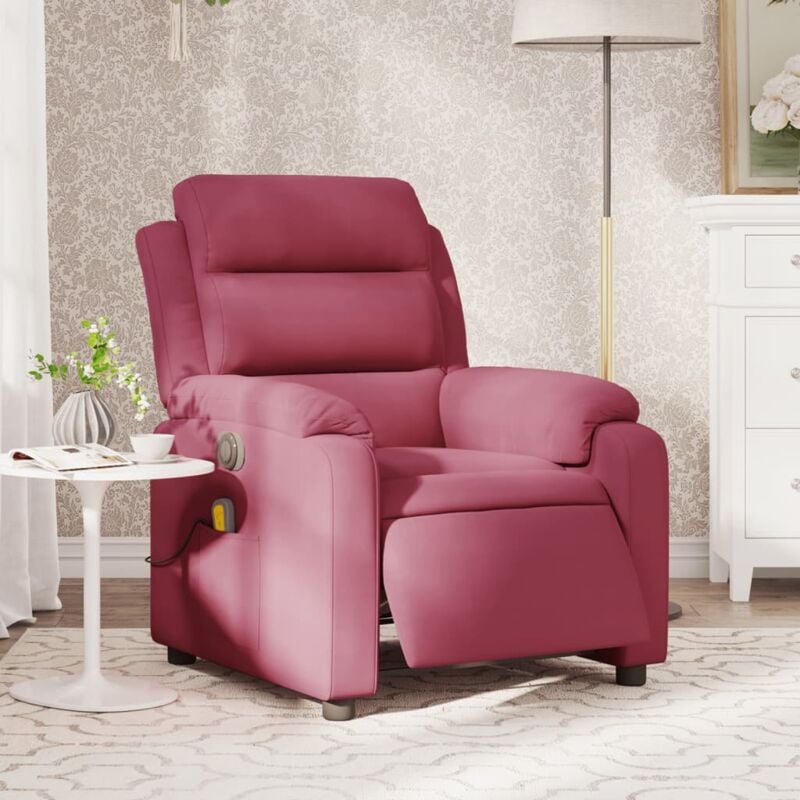 foto del prodotto poltrona massaggiante reclinabile elettrica rosso vino vellutocod mxl 85375