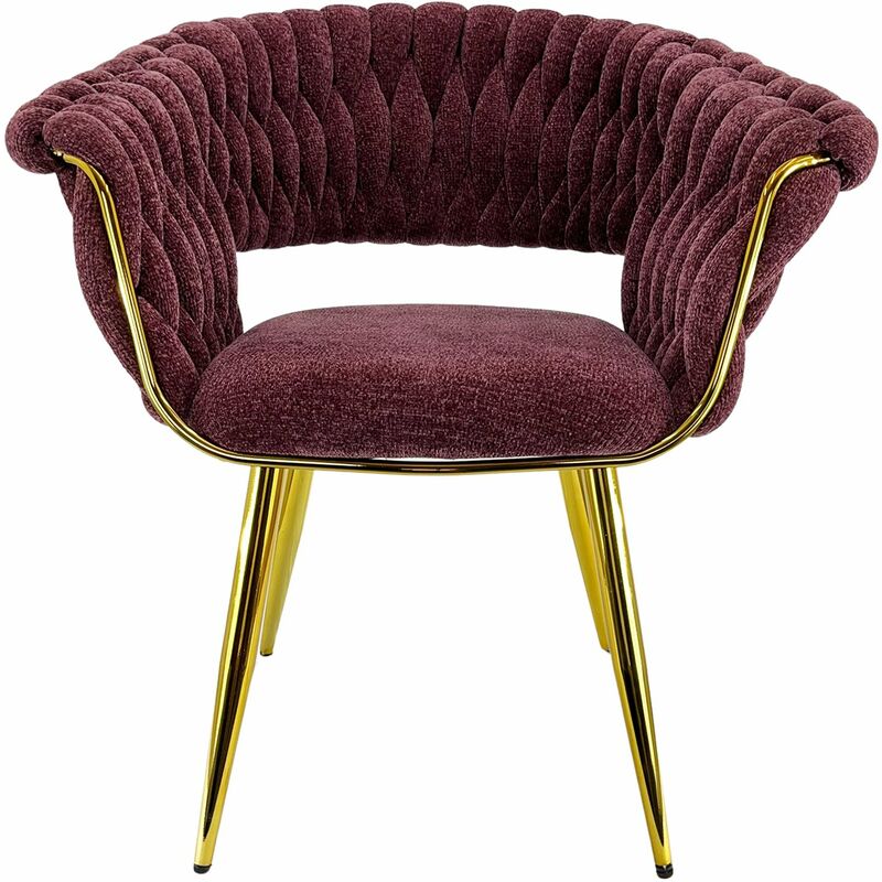 foto del prodotto poltrona mavi in velluto intrecciato con gambe in metallo dorate oro poltroncina di design seduta imbottita ergonomica per salotto soggiorno camera elegante rosa - 1 poltrona - marvin