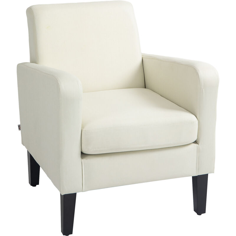 foto del prodotto poltrona moderna da camera in tessuto con braccioli 66x72x74 cm crema homcom