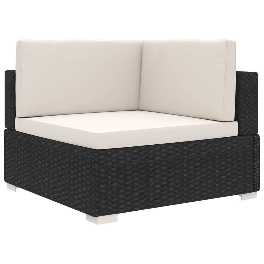foto del prodotto poltrona modulare ad angolo 1 pz con cuscini in polyrattan nero cod mxl 67963