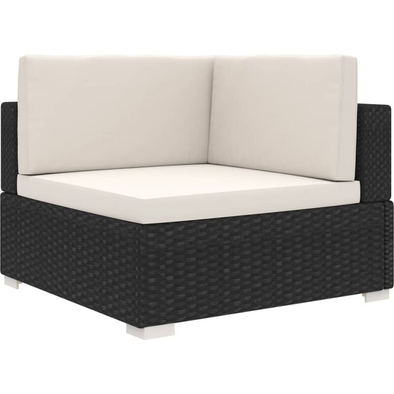 foto del prodotto poltrona modulare ad angolo 1 pz con cuscini in polyrattan nero - vidaxl