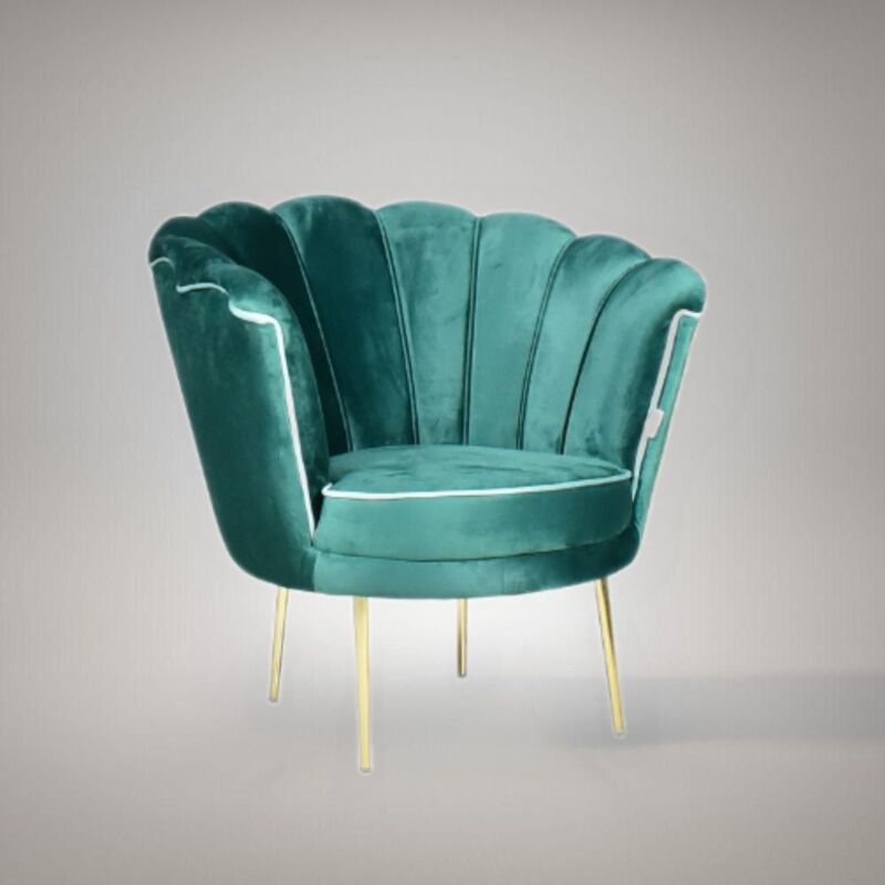 foto del prodotto poltrona orel in velluto verde scuro e piedini oro h76xl70xp70