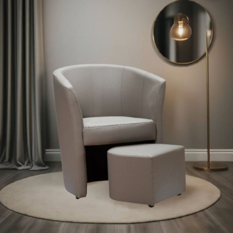 foto del prodotto poltrona pegasus con pouf estraibile colore tortora