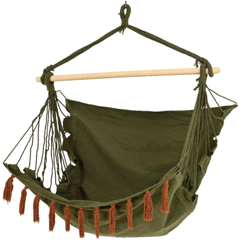 foto del prodotto poltrona pensile 130x100cm verde con supporto.