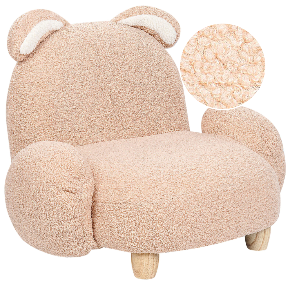 foto del prodotto poltrona per animali imbottitura in bouclé beige seduta per bambini design moderno forma di coniglio