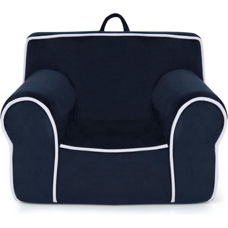 foto del prodotto poltrona per bambini, divano per bambini con braccioli e schienale, in schiuma sfoderabile, per bambini 0 5 anni, 68 x 46 x 50 cm blu goplus