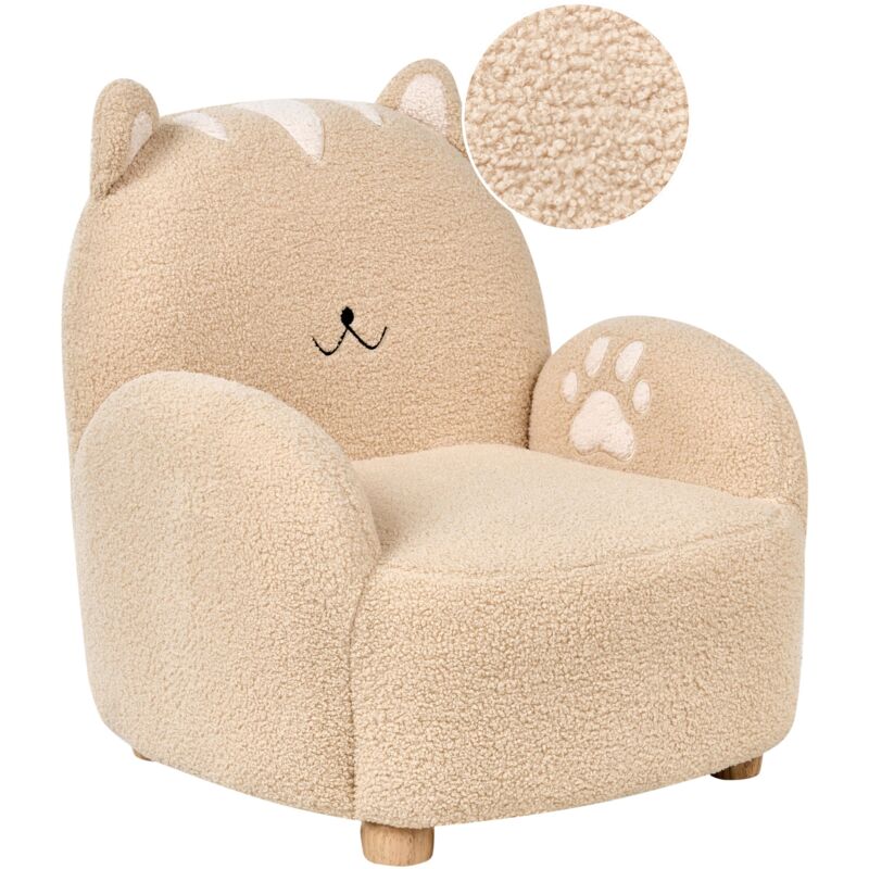 foto del prodotto poltrona per bambini gatto sedia imbottita per bambini beige zoar