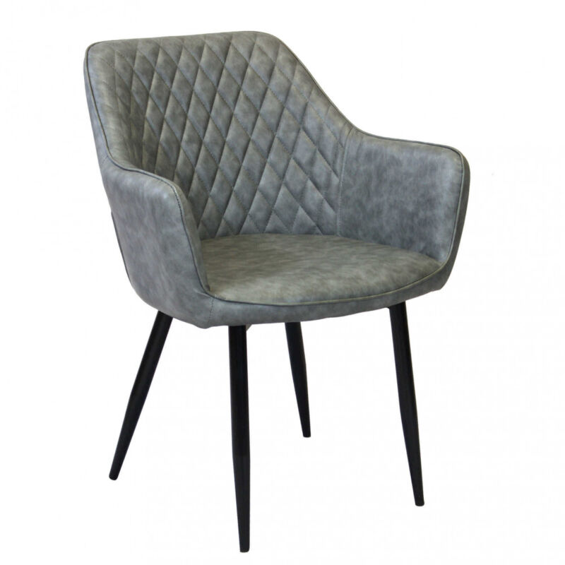 foto del prodotto poltrona per sala da pranzo in ecopelle,metallo cm 48x62x83 robin colore grigio