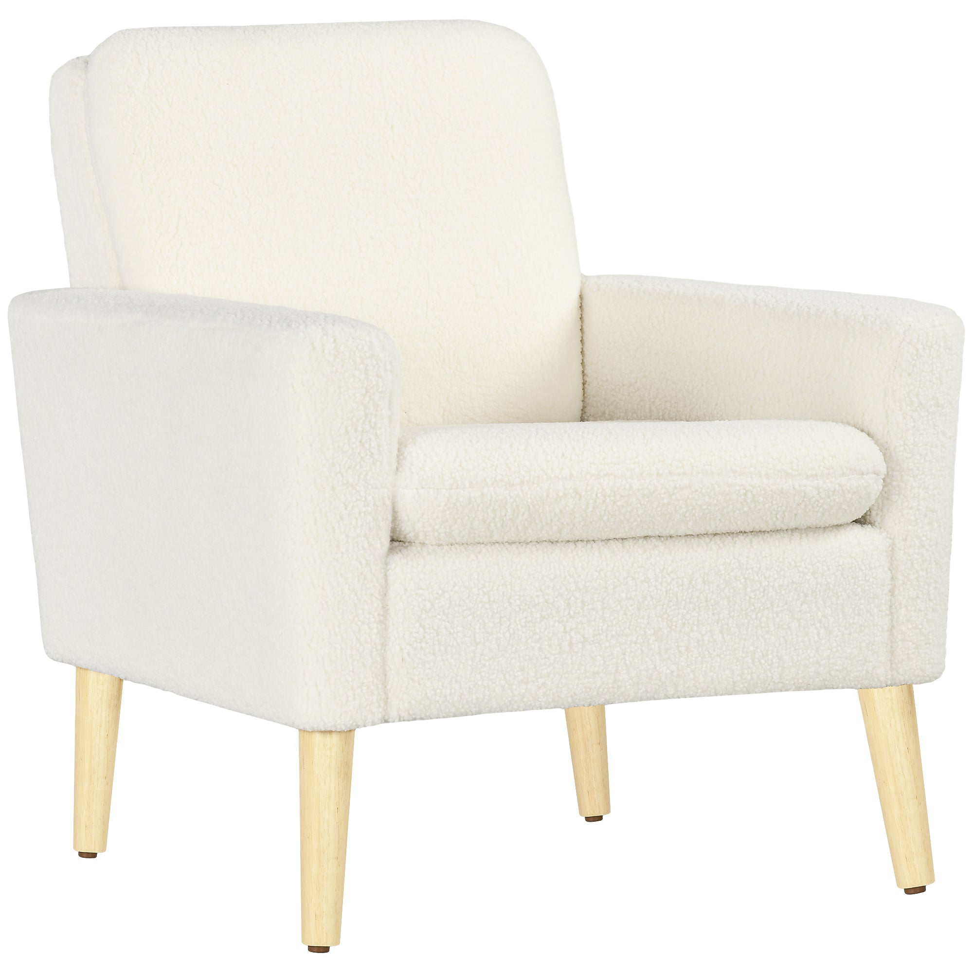 foto del prodotto poltrona per salotto in tessuto teddy 75x78x81 cm bianco crema