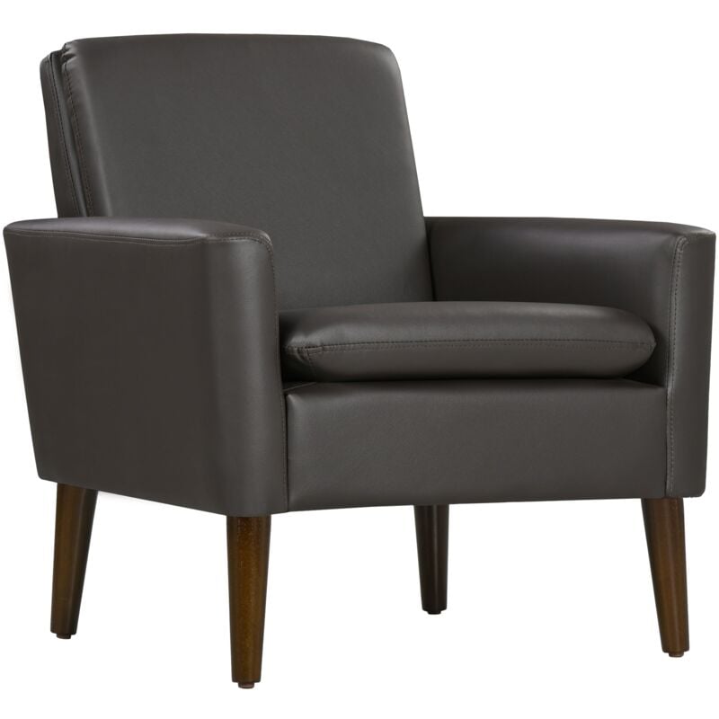 foto del prodotto poltrona per salotto moderna 75x78x81 cm in finta pelle imbottita marrone