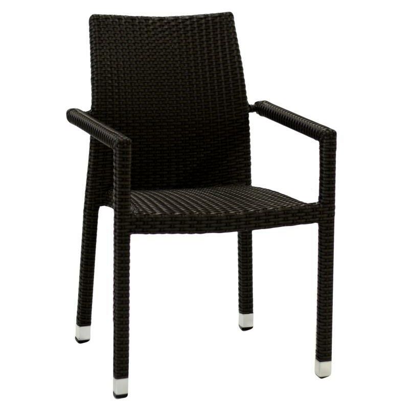 foto del prodotto poltrona polyrattan noce da esterno impilabile