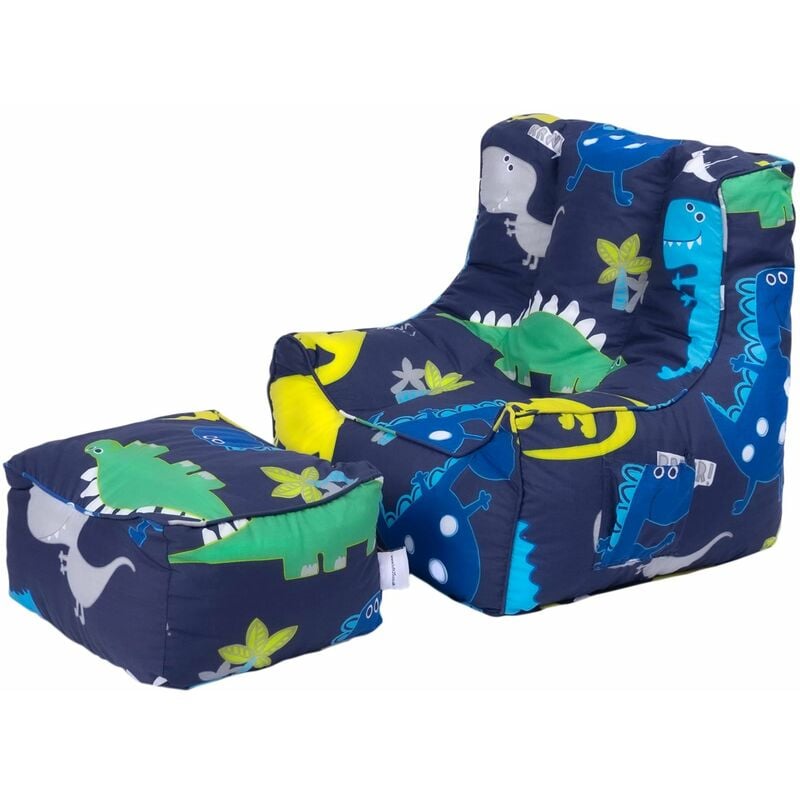 foto del prodotto poltrona pouf a sacco per bambini con poggiapiedi, pouf per bambini per sale giochi e soggiorni, pouf a sacco per bambini con maniglia per il