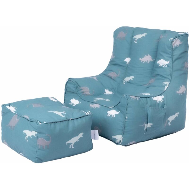 foto del prodotto poltrona pouf a sacco per bambini con poggiapiedi, pouf per bambini per sale giochi e soggiorni, pouf a sacco per bambini con maniglia per il