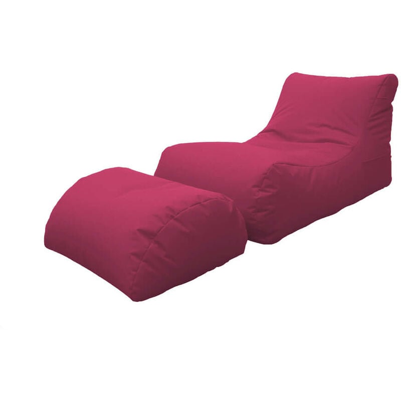 foto del prodotto poltrona pouf chaise longue con poggiapiedi in poliestere fucsia avalli