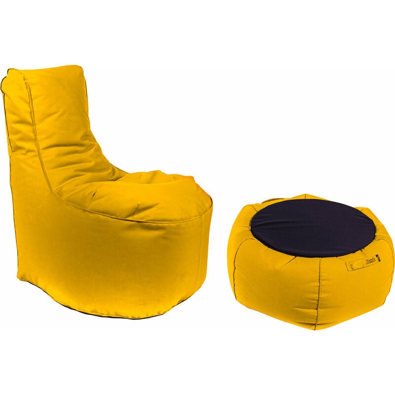foto del prodotto poltrona pouf e tavolino in acrilico pomodone giallo