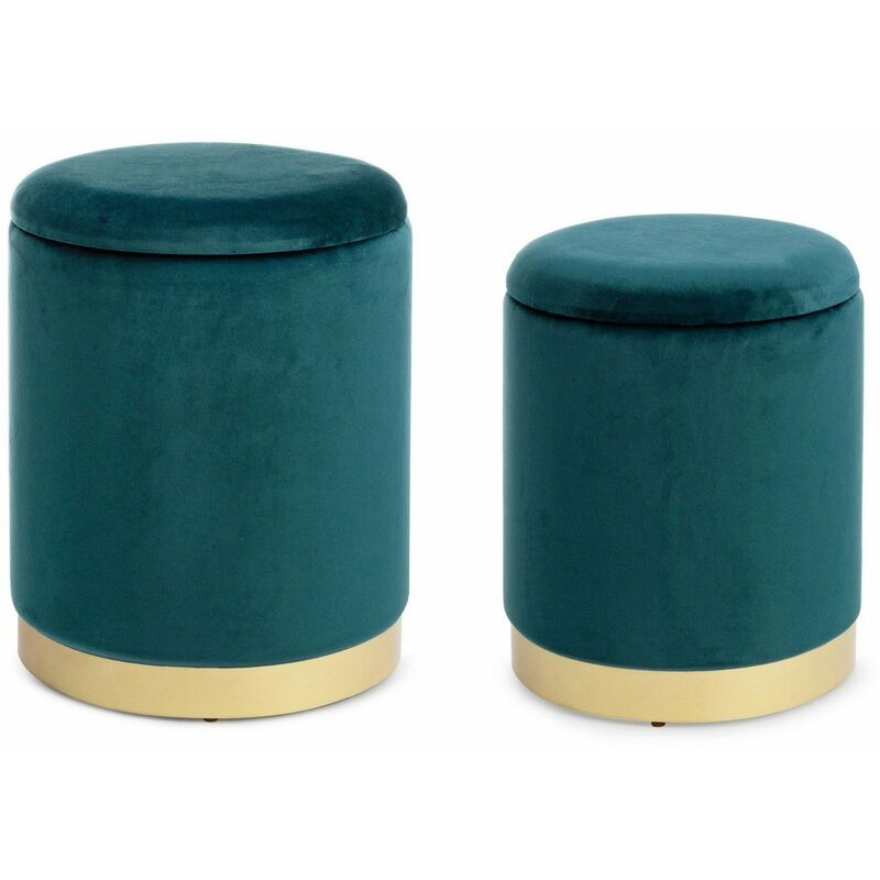 foto del prodotto poltrona pouf polina per interno, con struttura in mdf e compensato, set da 2 pezzi navyus