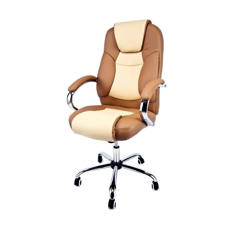 foto del prodotto poltrona presidenziale imbottita in ecopelle per ufficio e studio professionale modello mou ergonomica bicolore beige e marrone