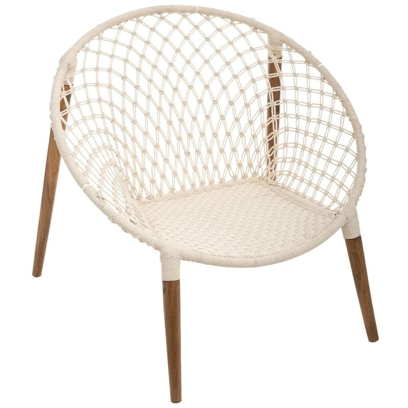 foto del prodotto poltrona raina in teak intrecciato cotone bianco atmosphera cr ateur d int rieur