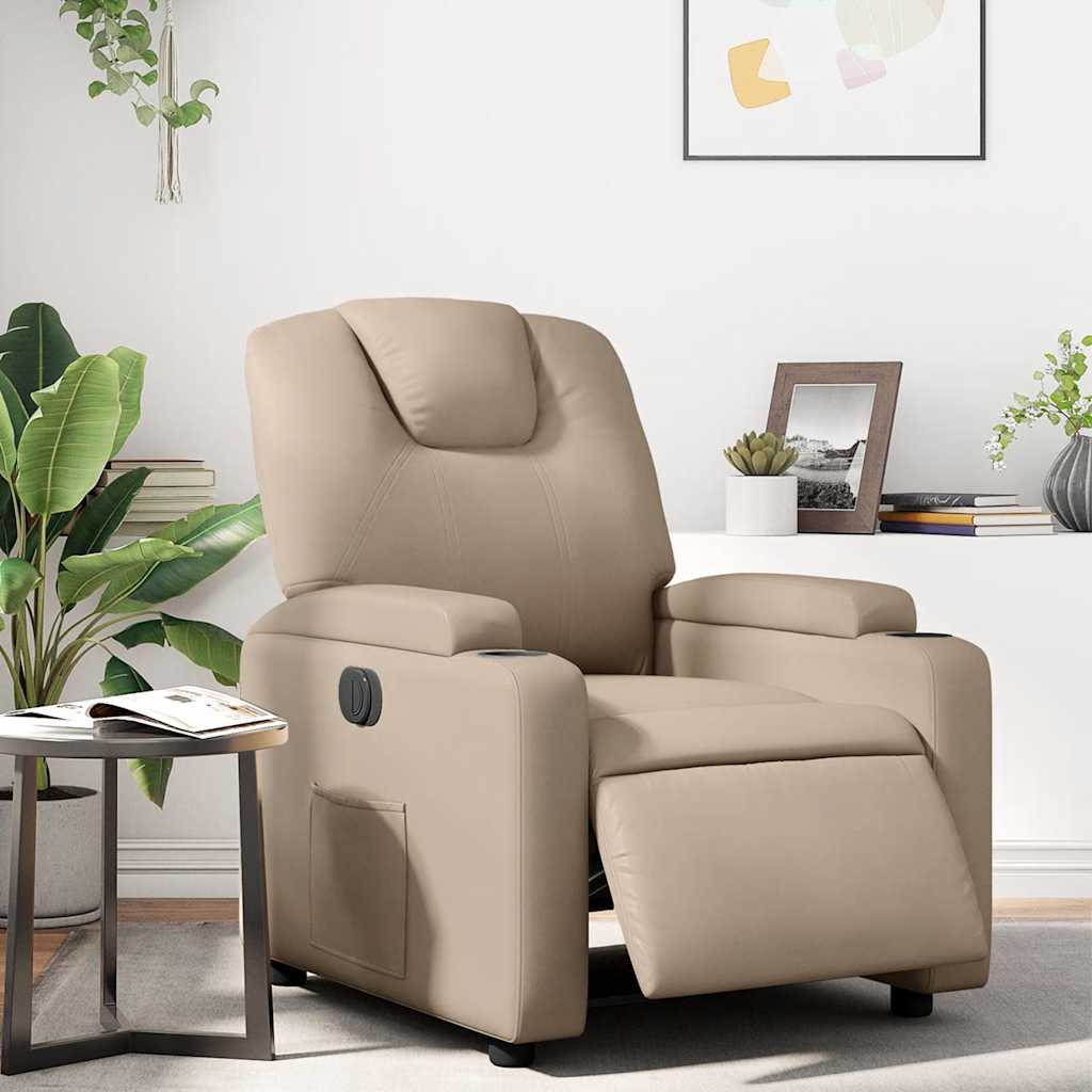 foto del prodotto poltrona reclinabile elettrica cappuccino in similpellecod mxl 109048