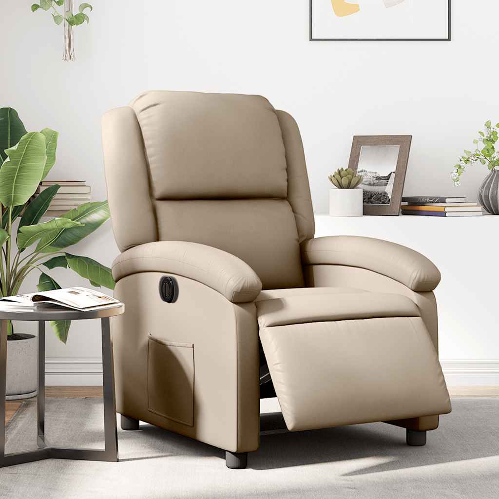 foto del prodotto poltrona reclinabile elettrica cappuccino in similpellecod mxl 133011