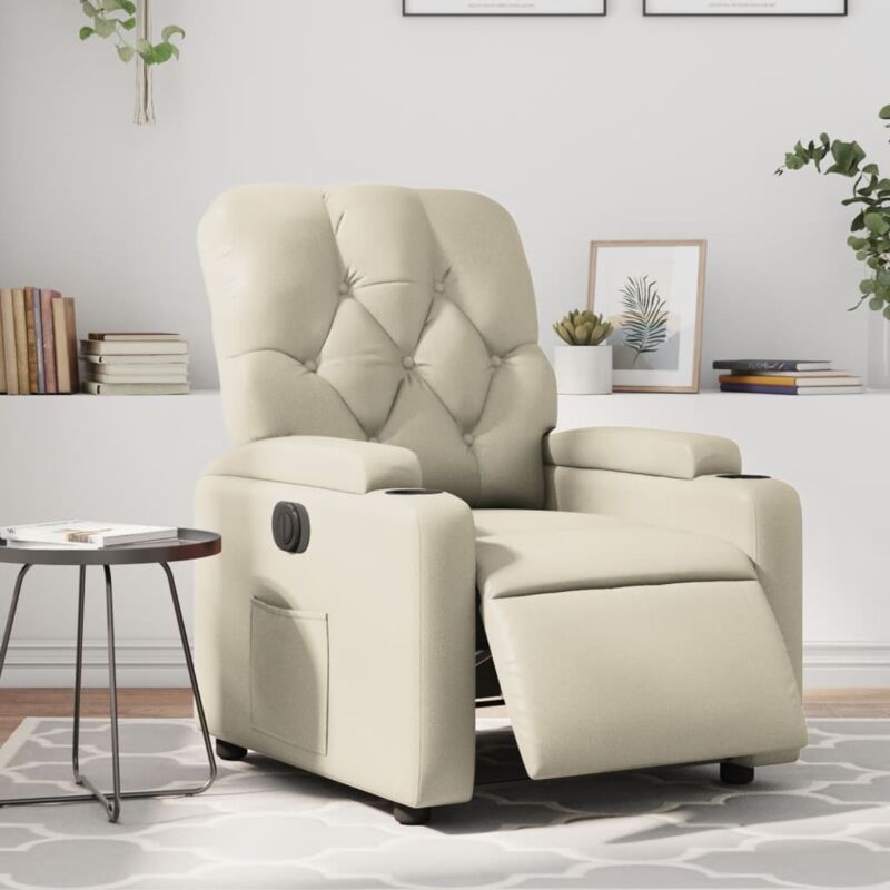 foto del prodotto poltrona reclinabile elettrica crema in similpelle vidaxl