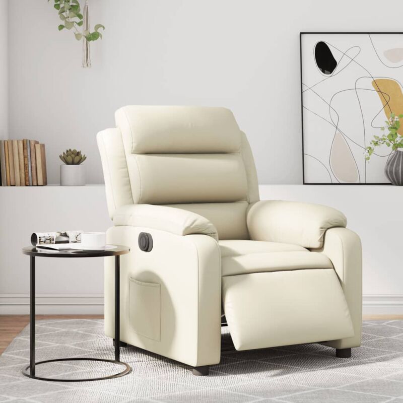 foto del prodotto poltrona reclinabile elettrica crema in similpelle vidaxl