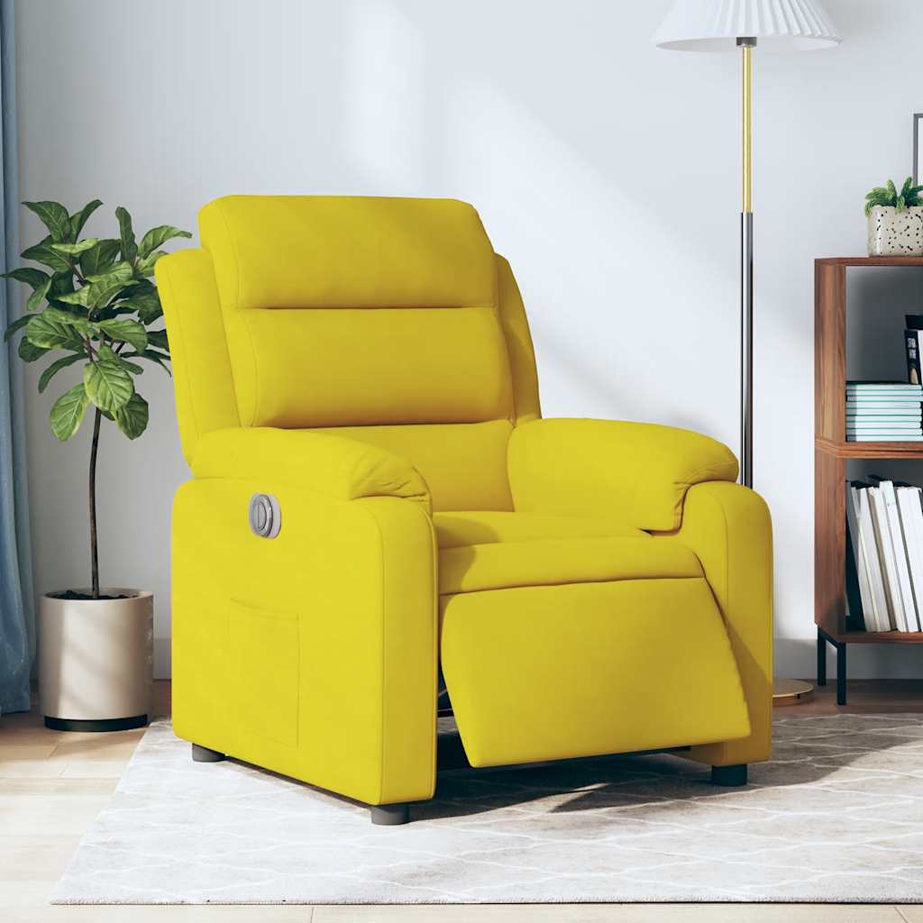 foto del prodotto poltrona reclinabile elettrica gialla in vellutocod mxl 132810