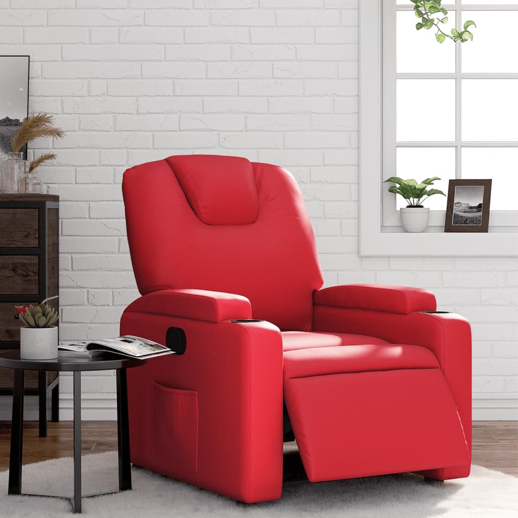 foto del prodotto poltrona reclinabile elettrica rossa in similpellecod mxl 85081