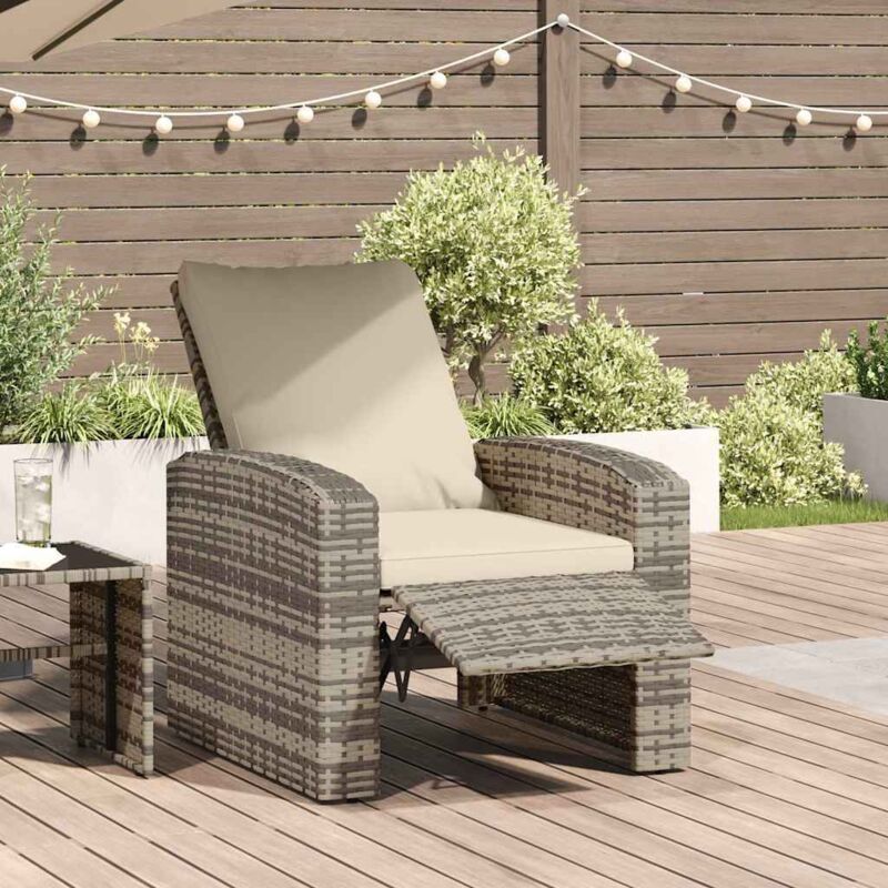 foto del prodotto poltrona reclinabile giardino cuscini marrone chiaro polyrattan vidaxl