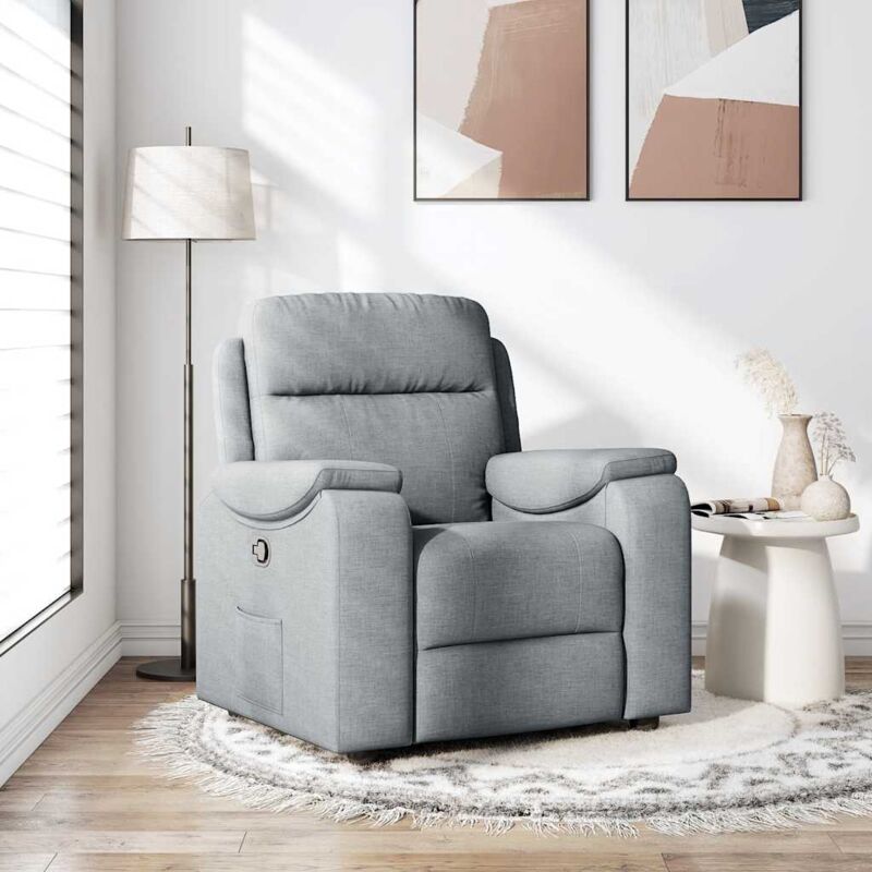 foto del prodotto poltrona reclinabile in tessuto grigio chiaro vidaxl