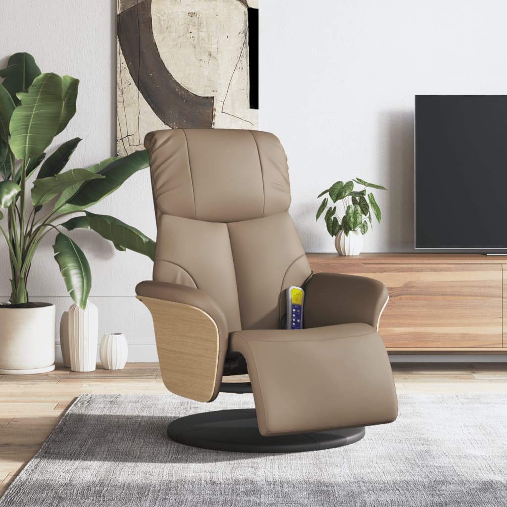 foto del prodotto poltrona reclinabile massaggi poggiapiedi cappuccino similpellecod mxl 85535