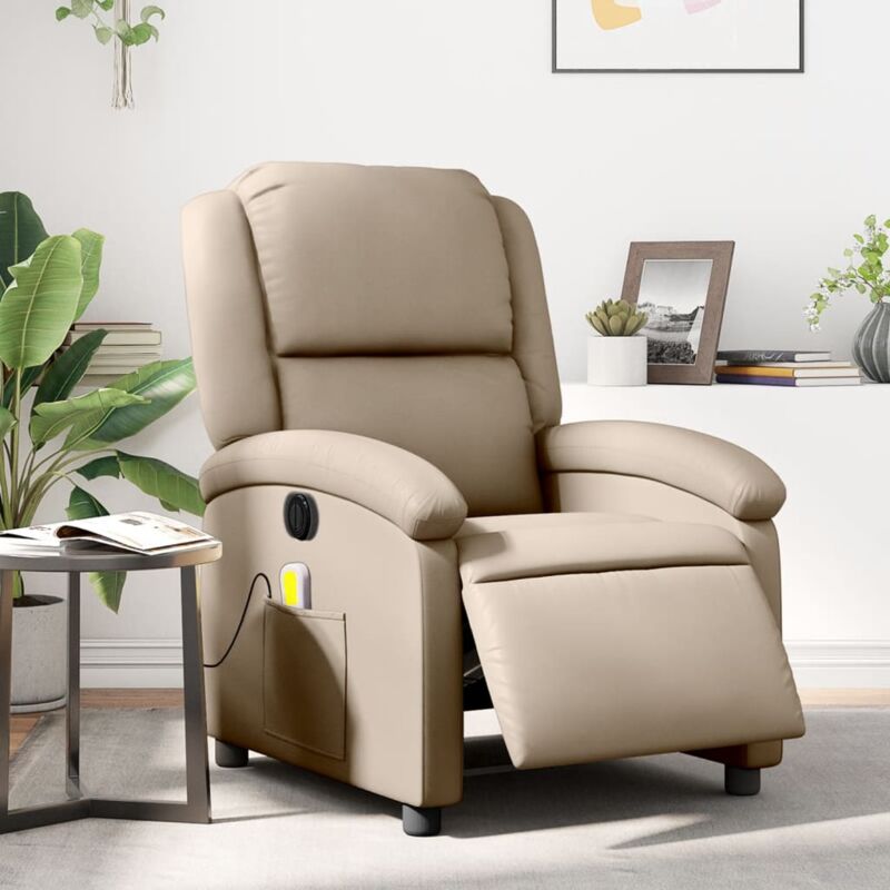 foto del prodotto poltrona reclinabile massaggio elettrica cappuccino similpelle vidaxl