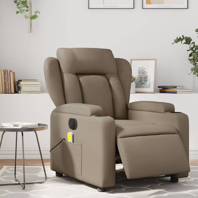 foto del prodotto poltrona reclinabile massaggio elettrica cappuccino similpelle vidaxl