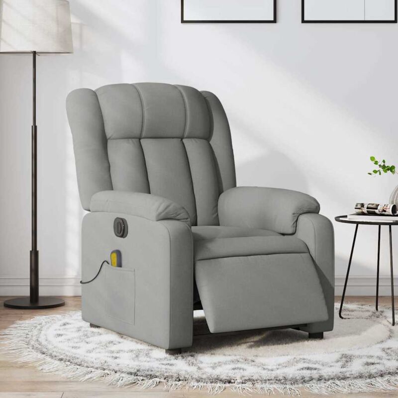 foto del prodotto poltrona reclinabile massaggio elettrica grigio chiaro tessutocod mxl 132843