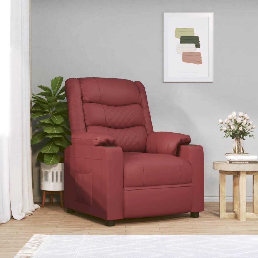 foto del prodotto poltrona reclinabile rosso vino in similpelle cod mxl 24995