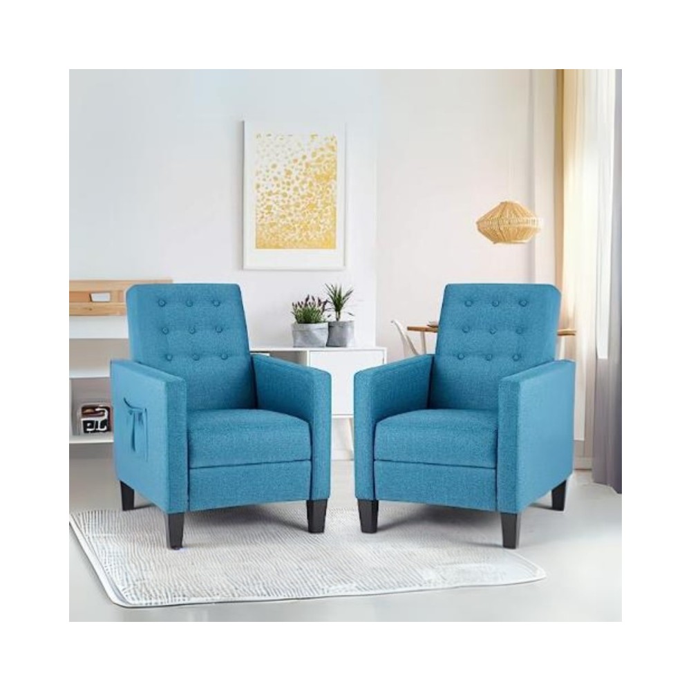 foto del prodotto poltrona recliner con massaggio malea tessuto blu