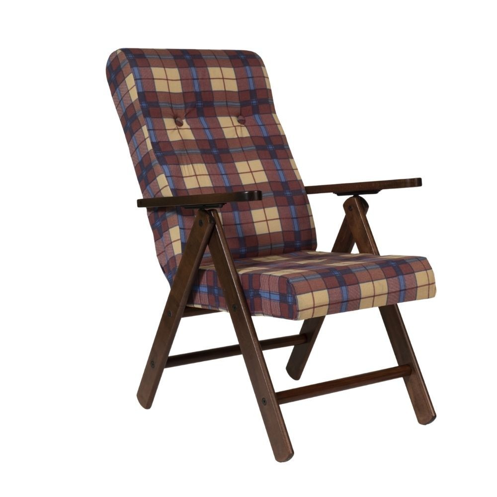 foto del prodotto poltrona regolabile roma tessuto a scacchi colore bordeaux