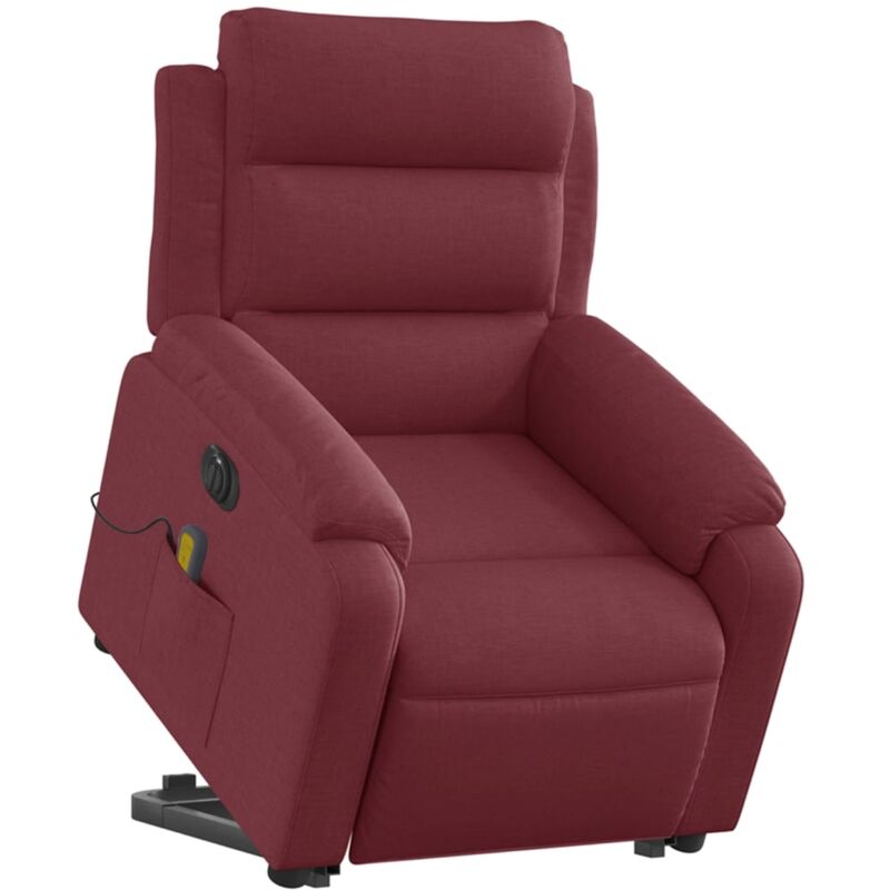 foto del prodotto poltrona relax con funzione massaggio e reclinabile sollevabile elettricamente in tessuto rosso bordeaux dec027847