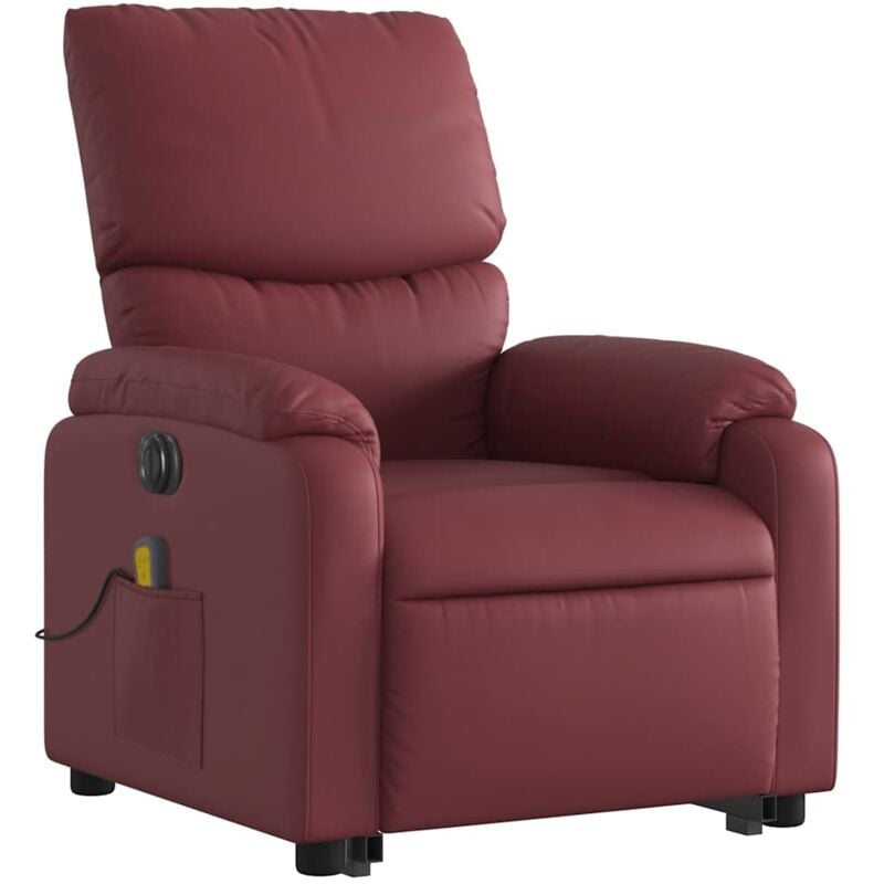 foto del prodotto poltrona relax con funzione massaggio e recliner in pvc rosso bordeaux dec027836