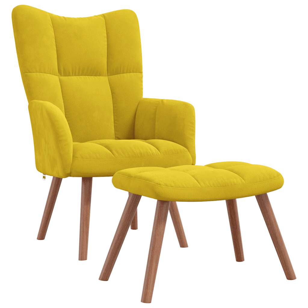 foto del prodotto poltrona relax con poggiapiedi giallo senape in velluto cod mxl 12295